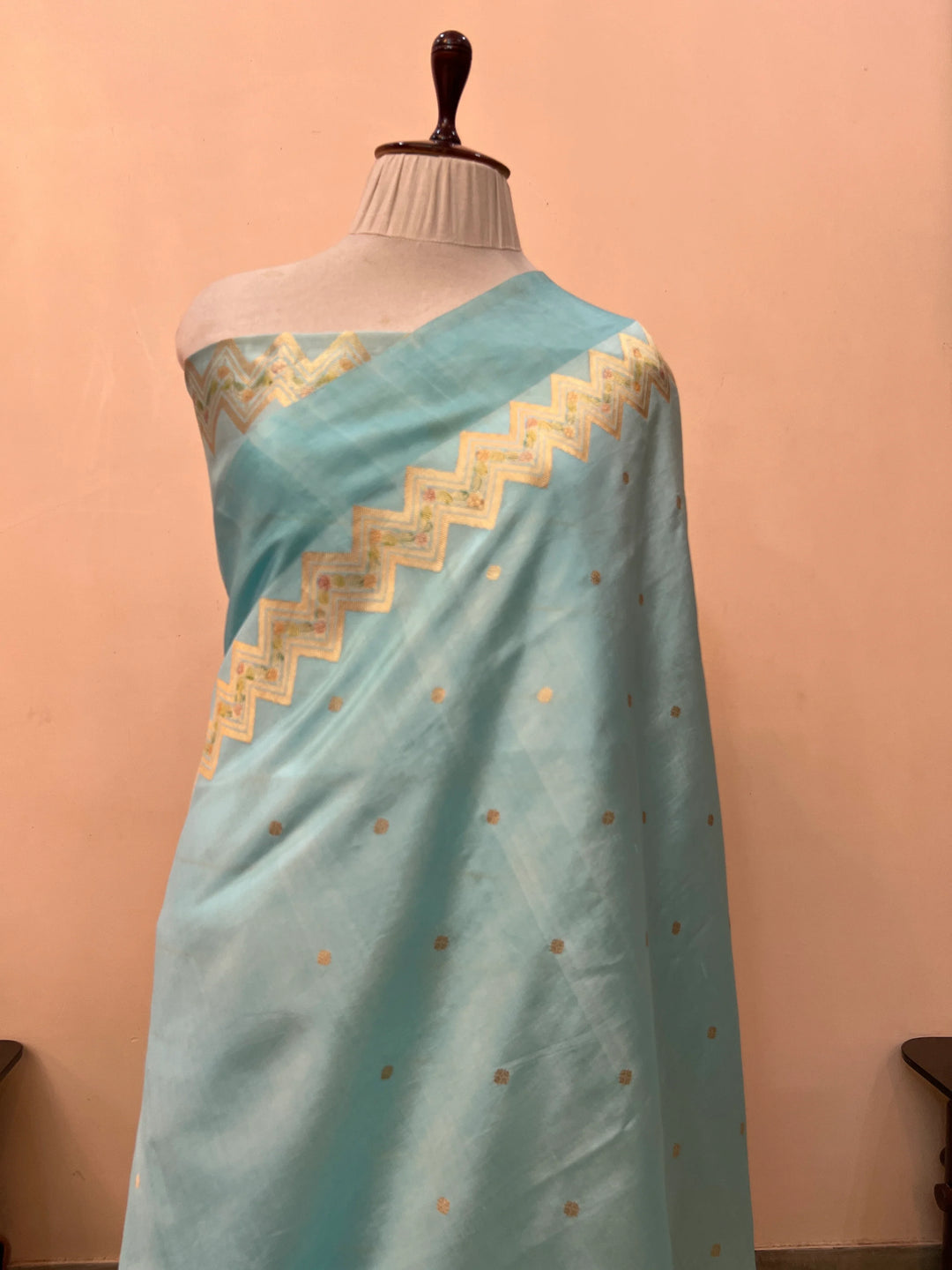 Sky Blue Pure Silk Handloom Banarasi Saree