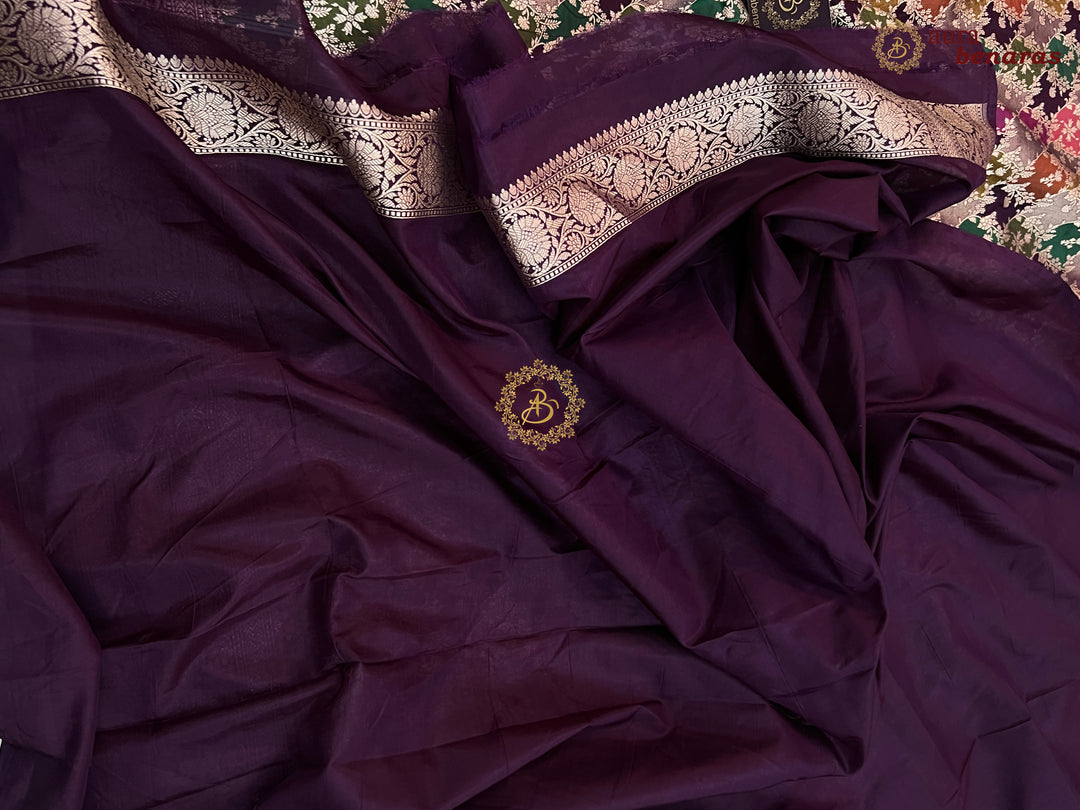 Buy Wine Rangkaat Banarasi Katan Silk Saree - AuraBenaras