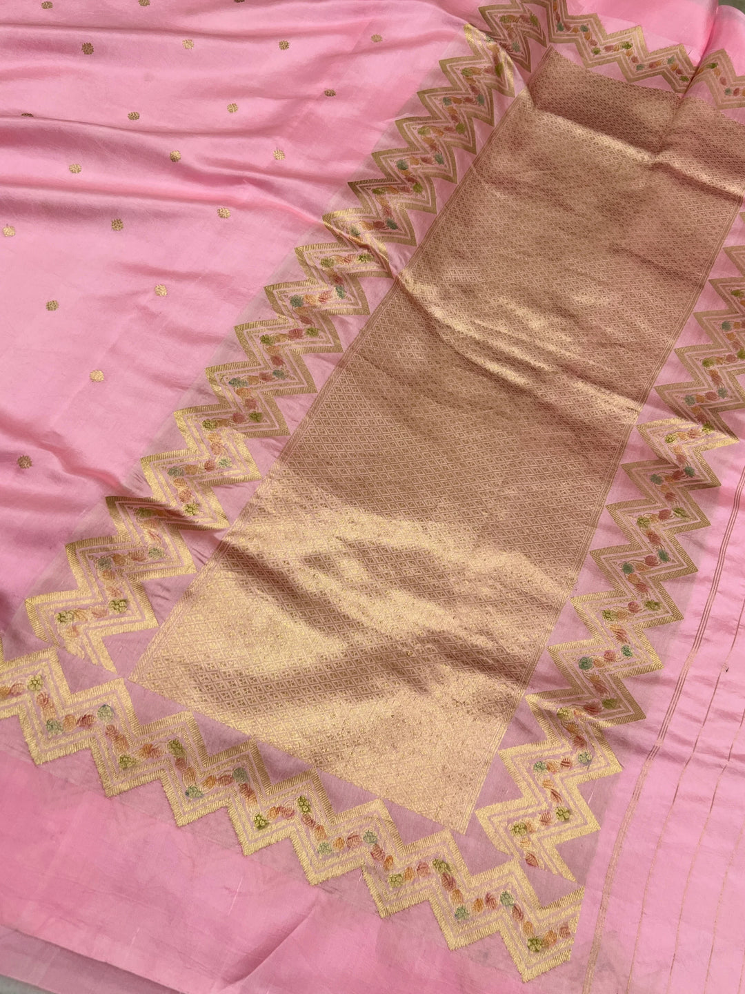 Baby Pink Pure Silk Handloom Banarasi Saree