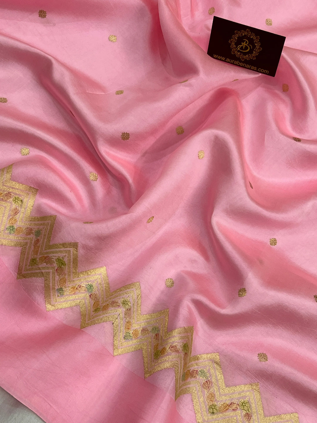 Baby Pink Pure Silk Handloom Banarasi Saree