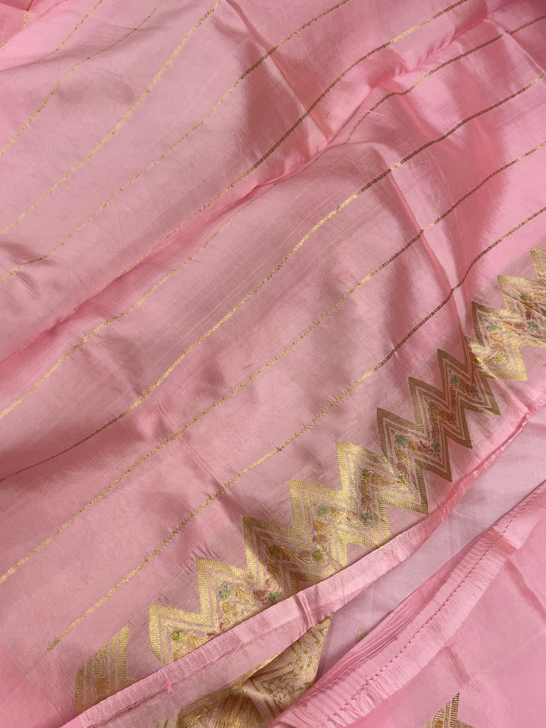 Baby Pink Pure Silk Handloom Banarasi Saree