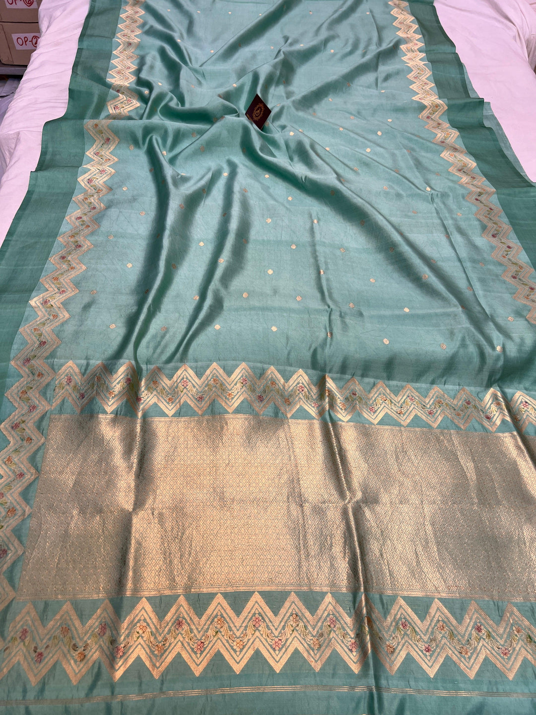 Sage Blue Pure Silk Handloom Banarasi Saree