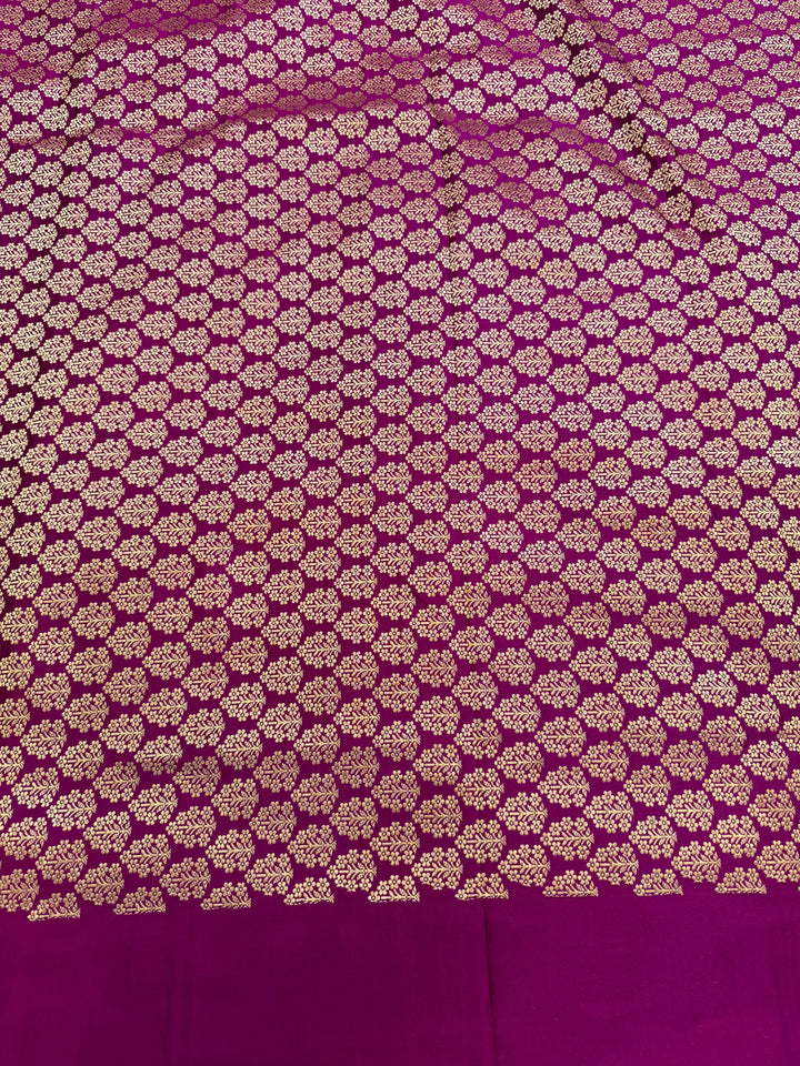 Magenta Katan Satin Silk Banarasi Saree with Kadhwa Border
