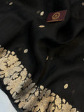 Black Banarasi Handloom Kora Silk Saree - Aura Benaras