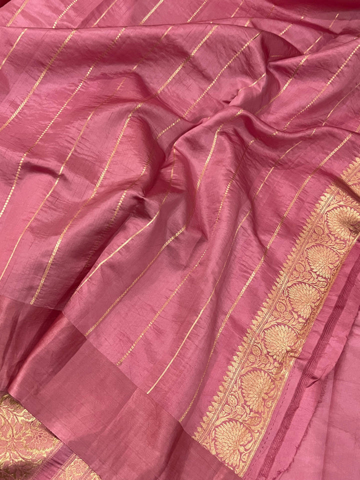 Pink Pure Banarasi Handloom Silk Saree - Aura Benaras
