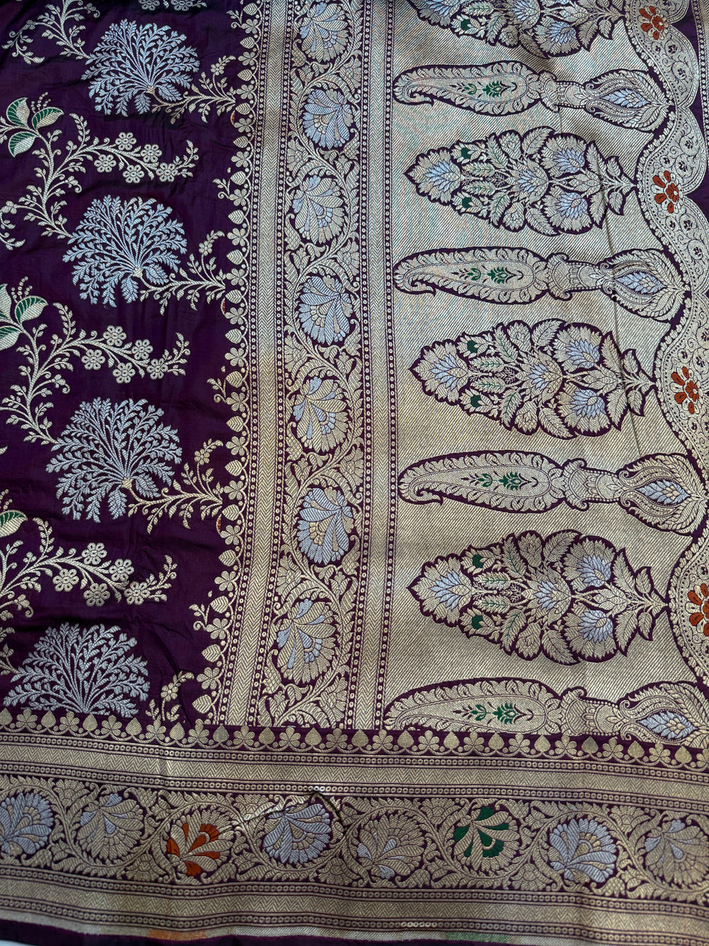 Wine Pure Katan Silk Handloom Saree | Aura Benaras