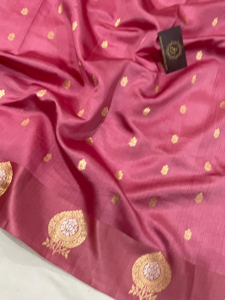 Pink Pure Banarasi Handloom Silk Saree - Aura Benaras