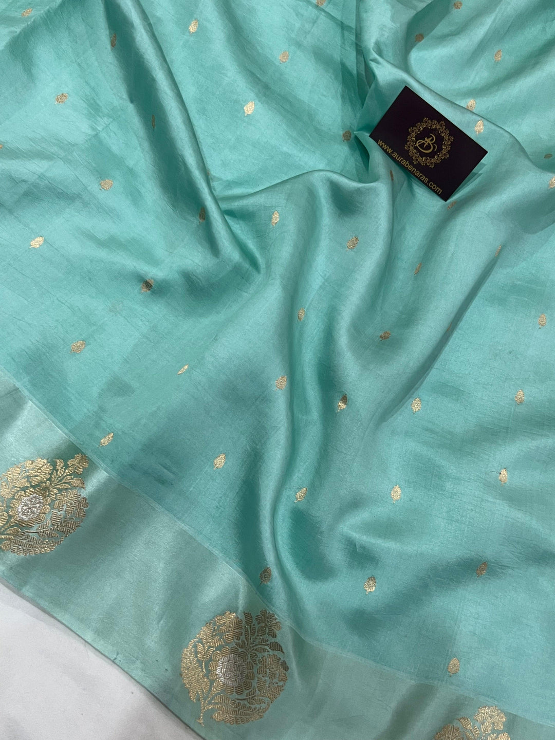 Pastel Blue  Pure Banarasi Handloom Silk Saree - Aura Benaras