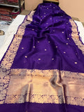 Purple Banarasi Handloom Kora Silk Saree - Aura Benaras