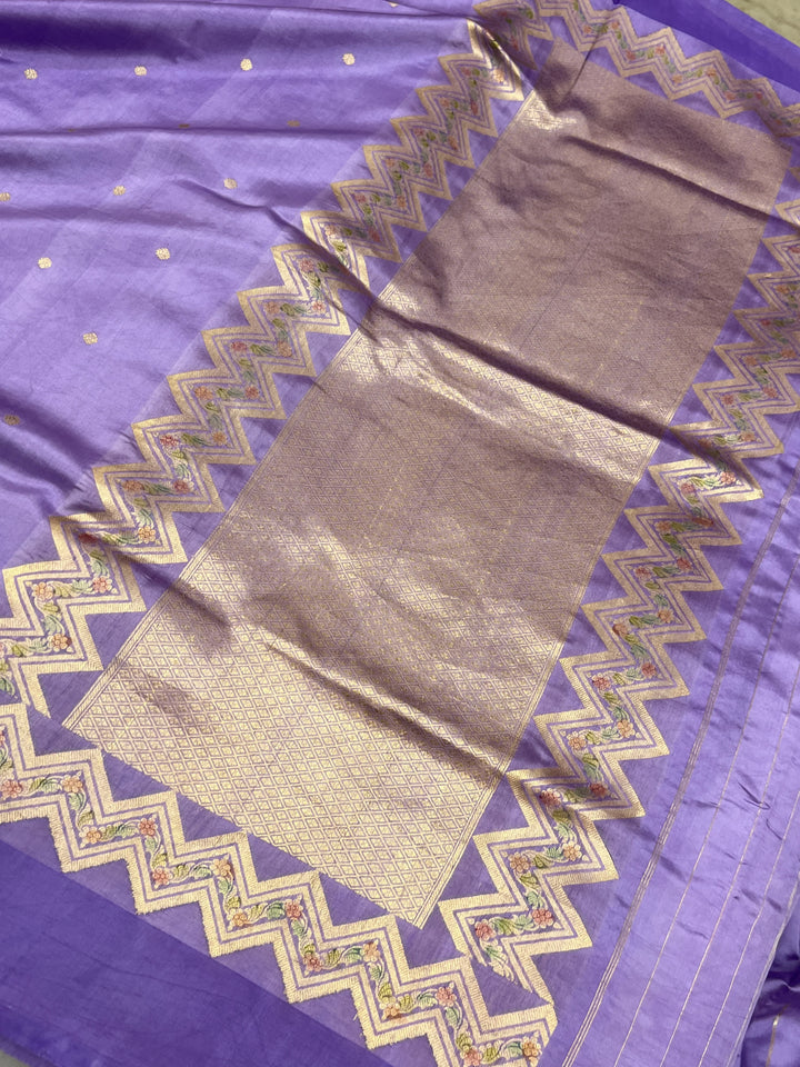 Purple Pure Silk Handloom Banarasi Saree