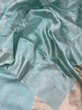 Pastel Blue  Pure Banarasi Handloom Silk Saree - Aura Benaras