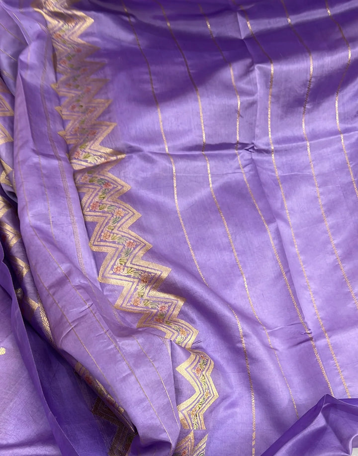 Purple Pure Silk Handloom Banarasi Saree