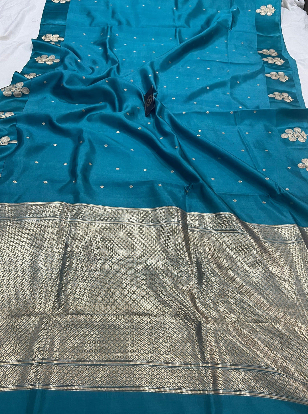 Rama Green Pure Banarasi Handloom Silk Saree - Aura Benaras