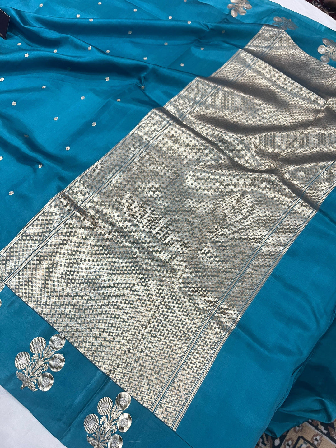 Rama Green Pure Banarasi Handloom Silk Saree - Aura Benaras