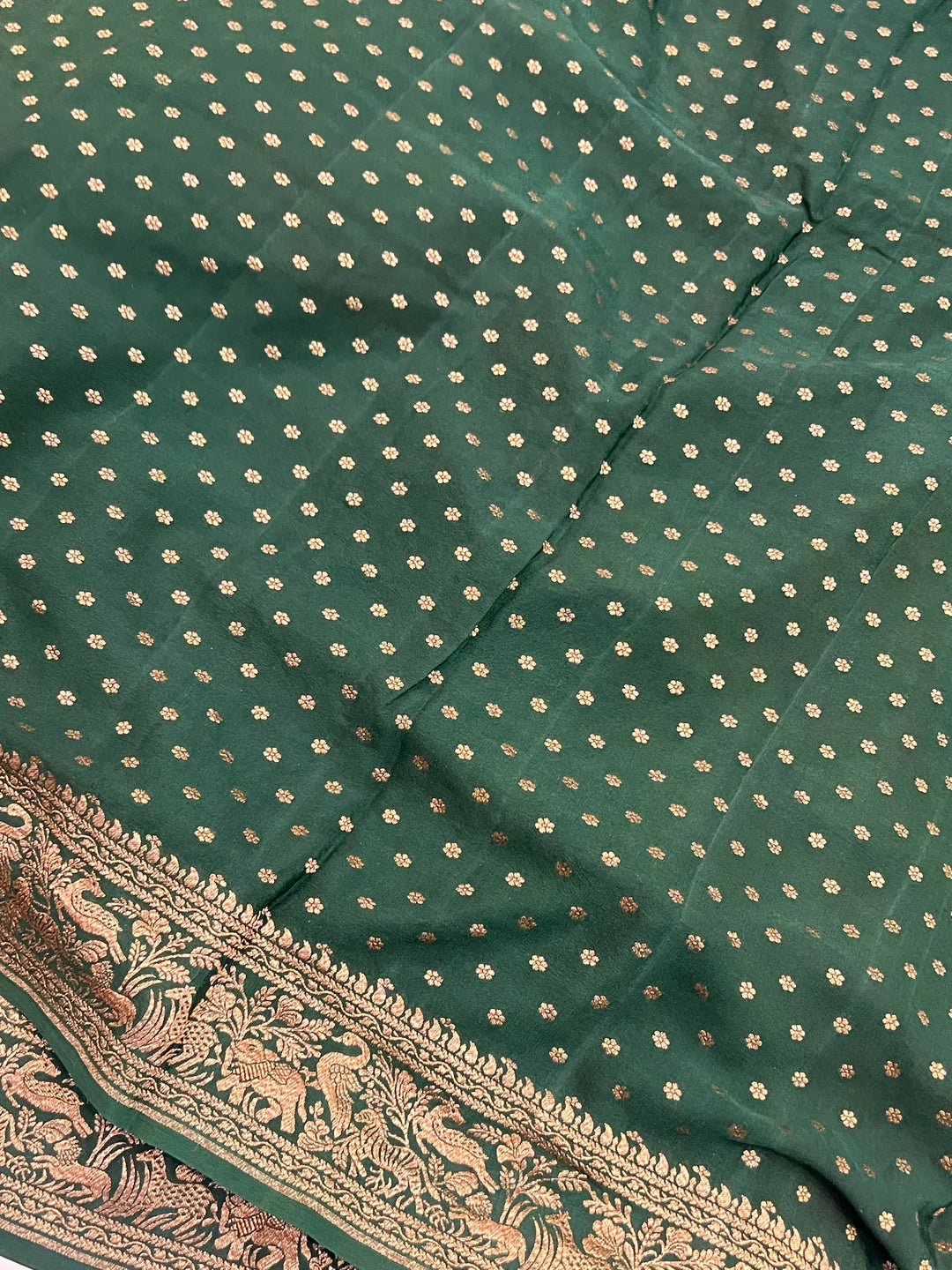 Orange Pure Crepe Silk Handloom Banarasi Saree
