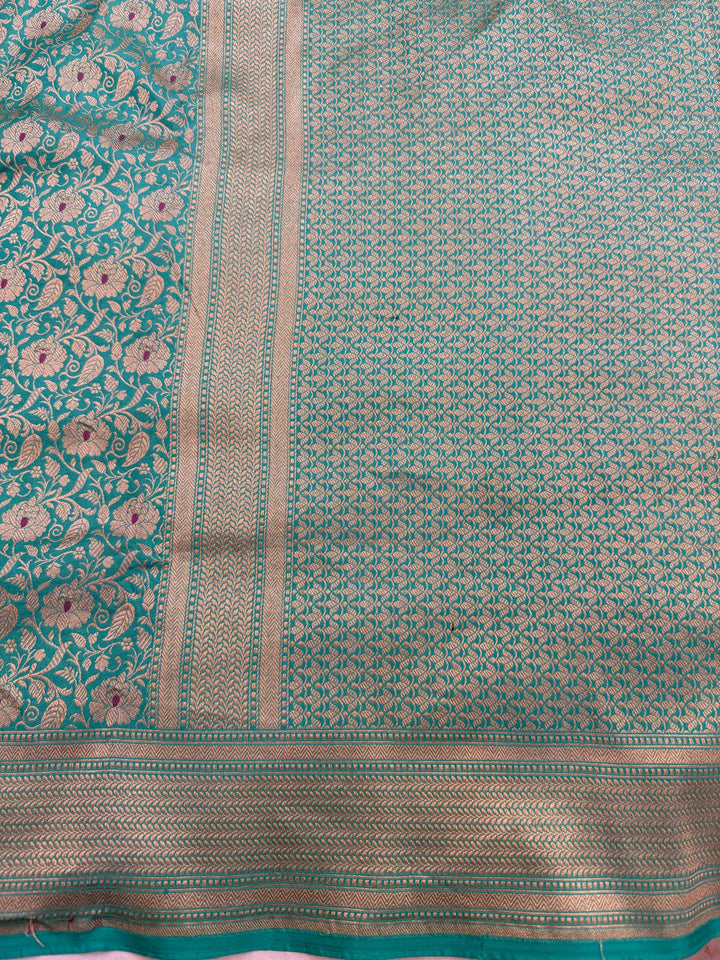 Sea Green Pure Katan silk Handloom Banarasi Saree
