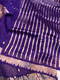 Purple Banarasi Handloom Kora Silk Saree - Aura Benaras