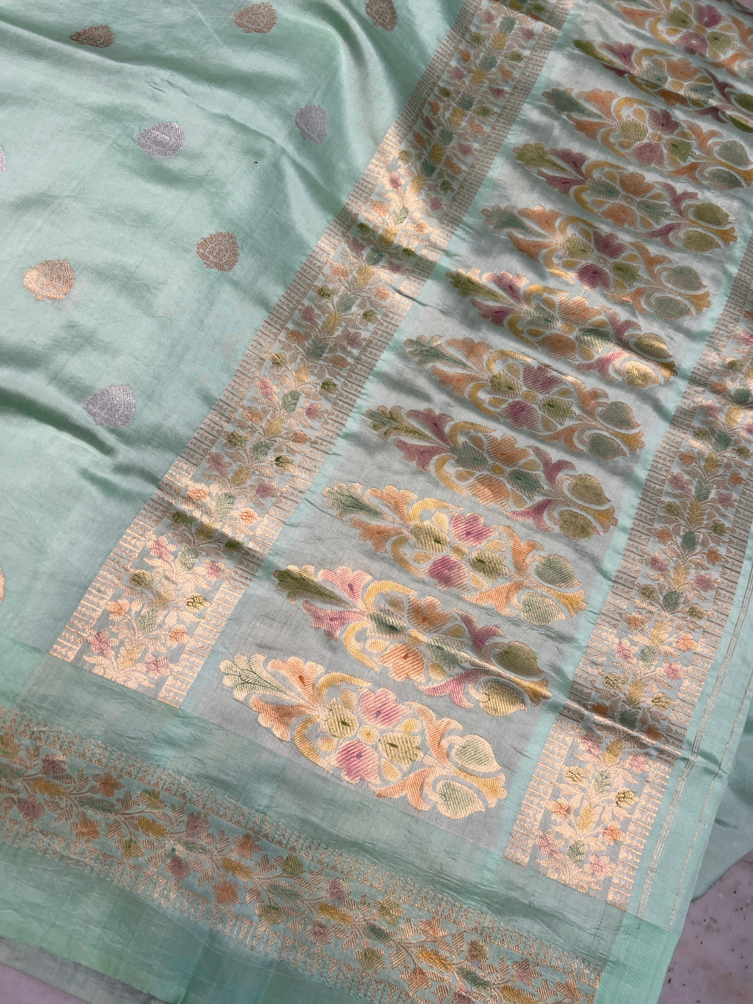 Pastel Blue Pure Silk Handloom Banarasi Saree