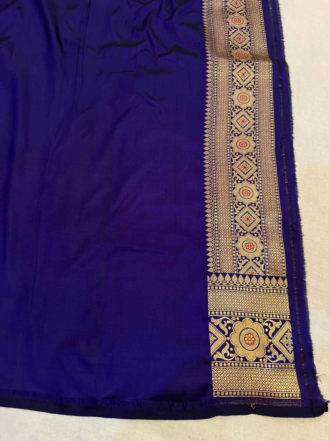 Bluish Purple Pure Katan Silk Handloom Saree | Aura Benaras