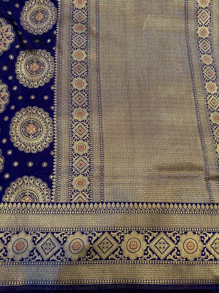 Bluish Purple Pure Katan Silk Handloom Saree | Aura Benaras