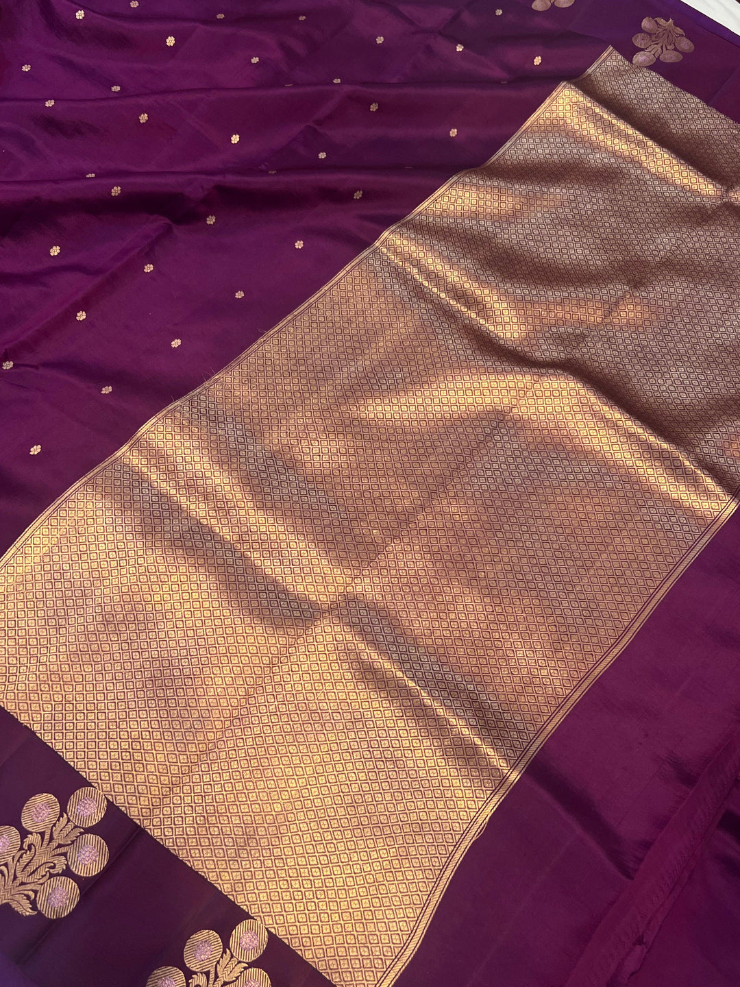 Wine Pure Banarasi Handloom Silk Saree - Aura Benaras