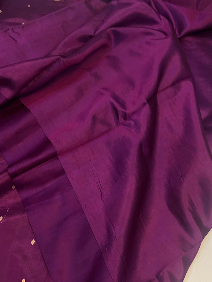 Wine Pure Banarasi Handloom Silk Saree - Aura Benaras