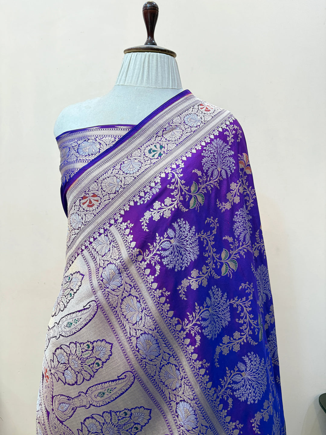 Magenta Purple Pure Katan Silk Handloom Saree | Aura Benaras