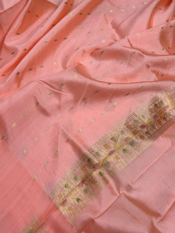 Peach Pure Silk Handloom Banarasi Saree