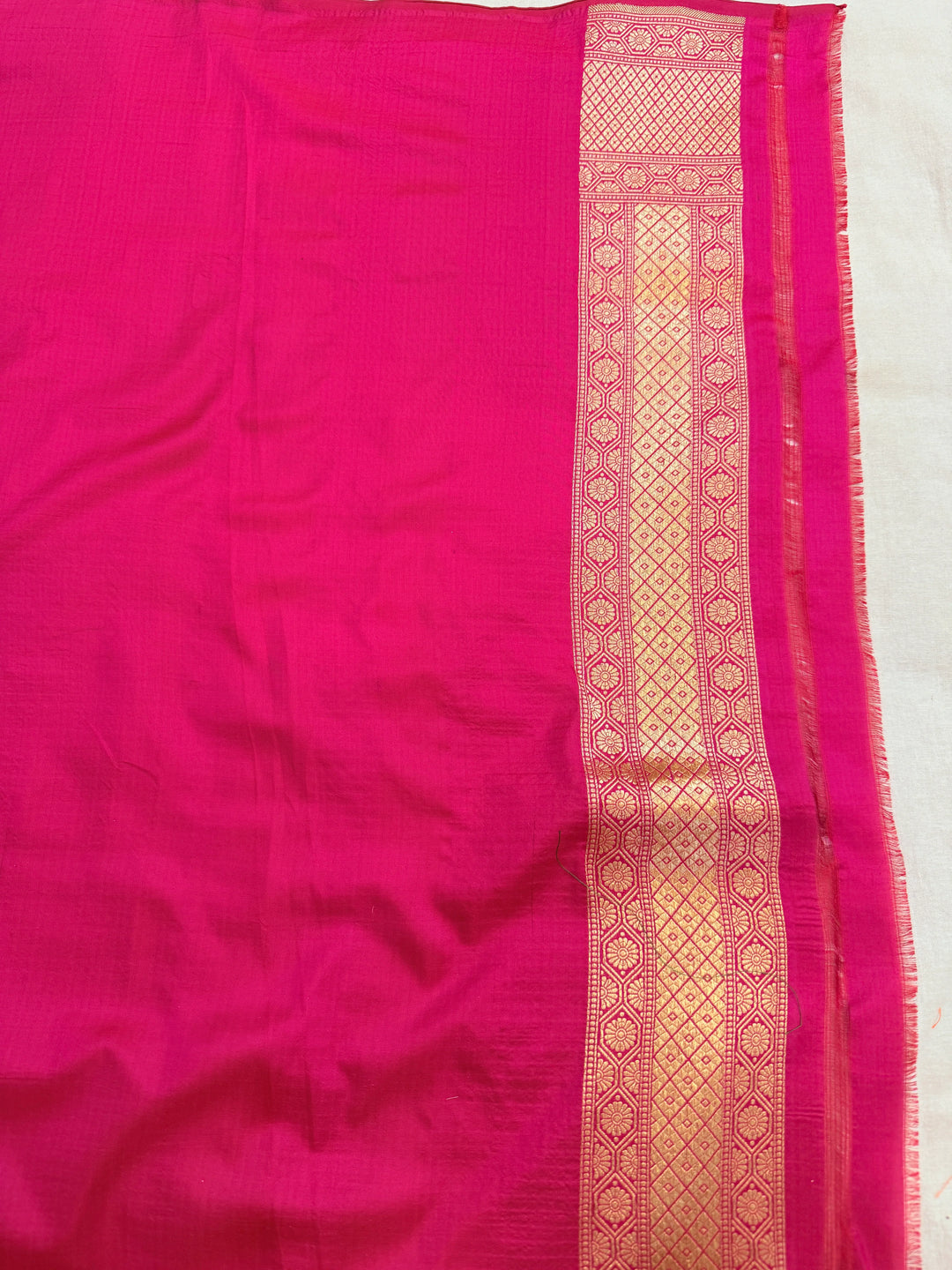 Rani Pink Katan Silk Banarasi Saree with Meenakari Border