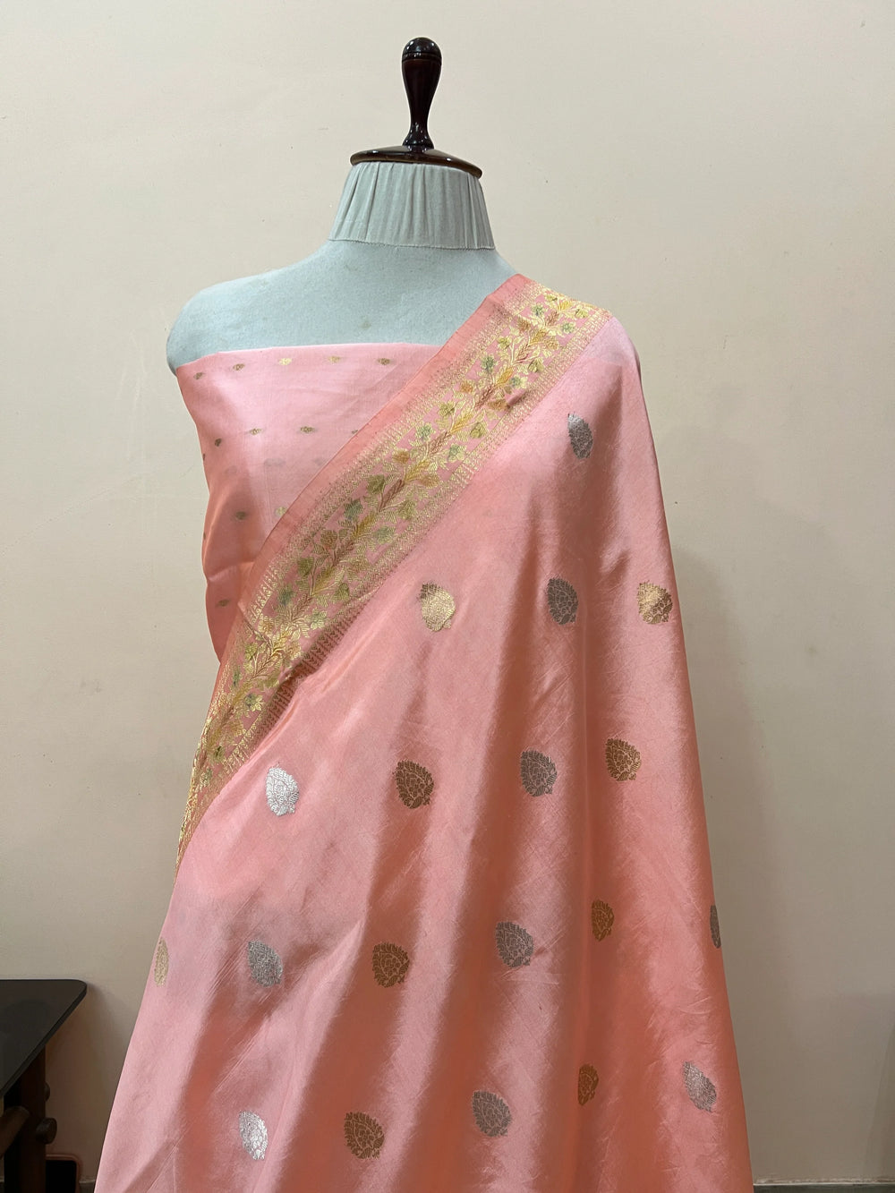 Peach Pure Silk Handloom Banarasi Saree
