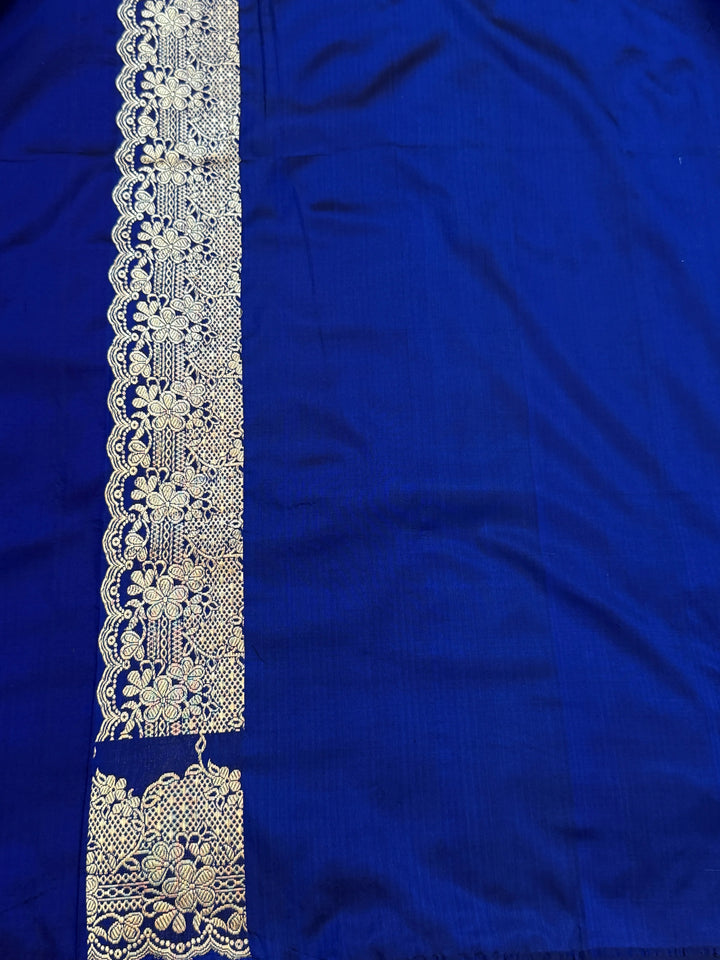 Royal Blue Katan Silk Banarasi Saree with Kadhwa Jaal work 
