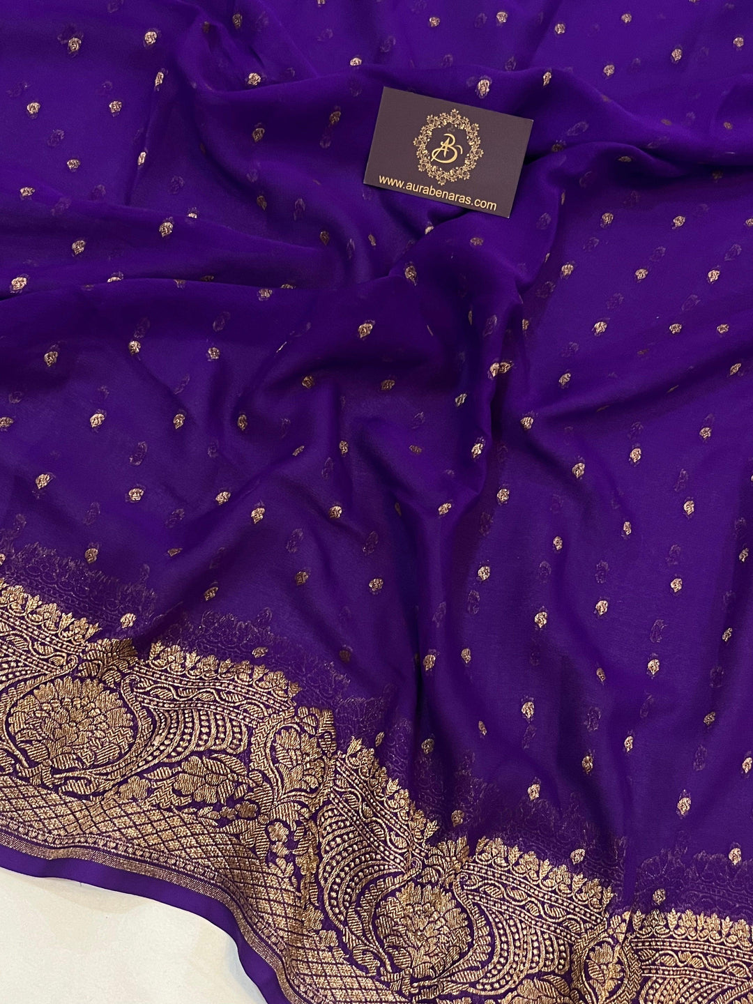Purple Pure Banarasi Khaddi Georgette Saree - Aura Benaras