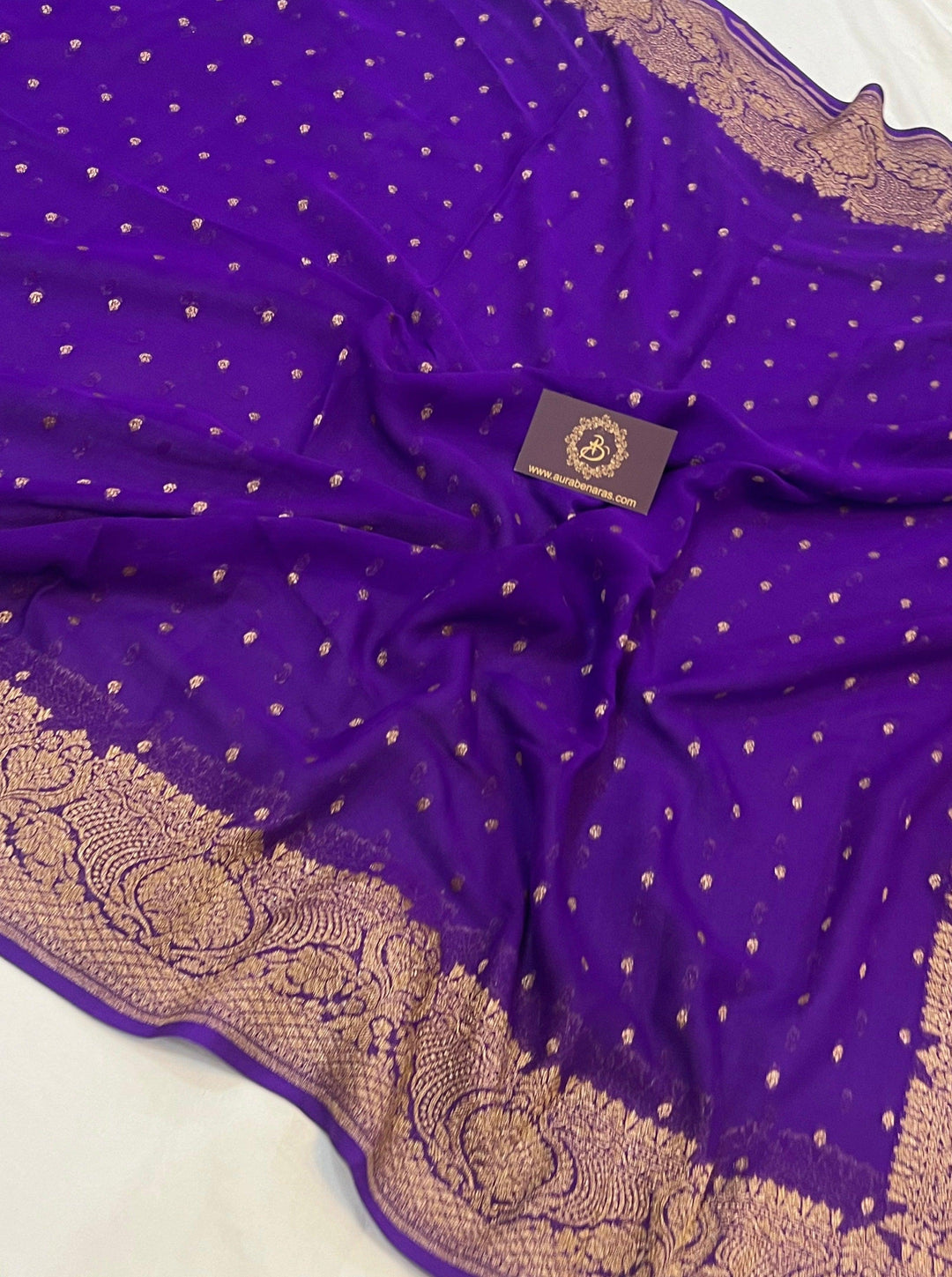 Purple Pure Banarasi Khaddi Georgette Saree - Aura Benaras