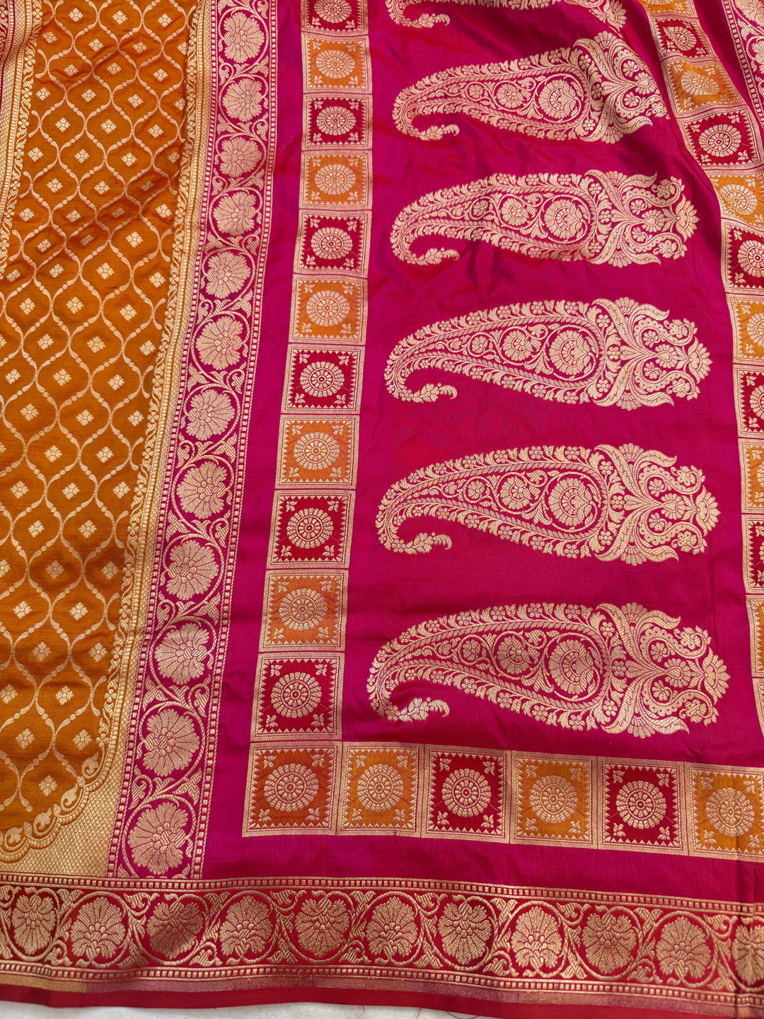 Pure Katan Silk Banarasi Saree with Multicolor Meenakari 
