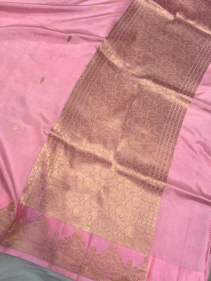 Baby Pink Pure Katan Silk Banarasi Handloom Saree