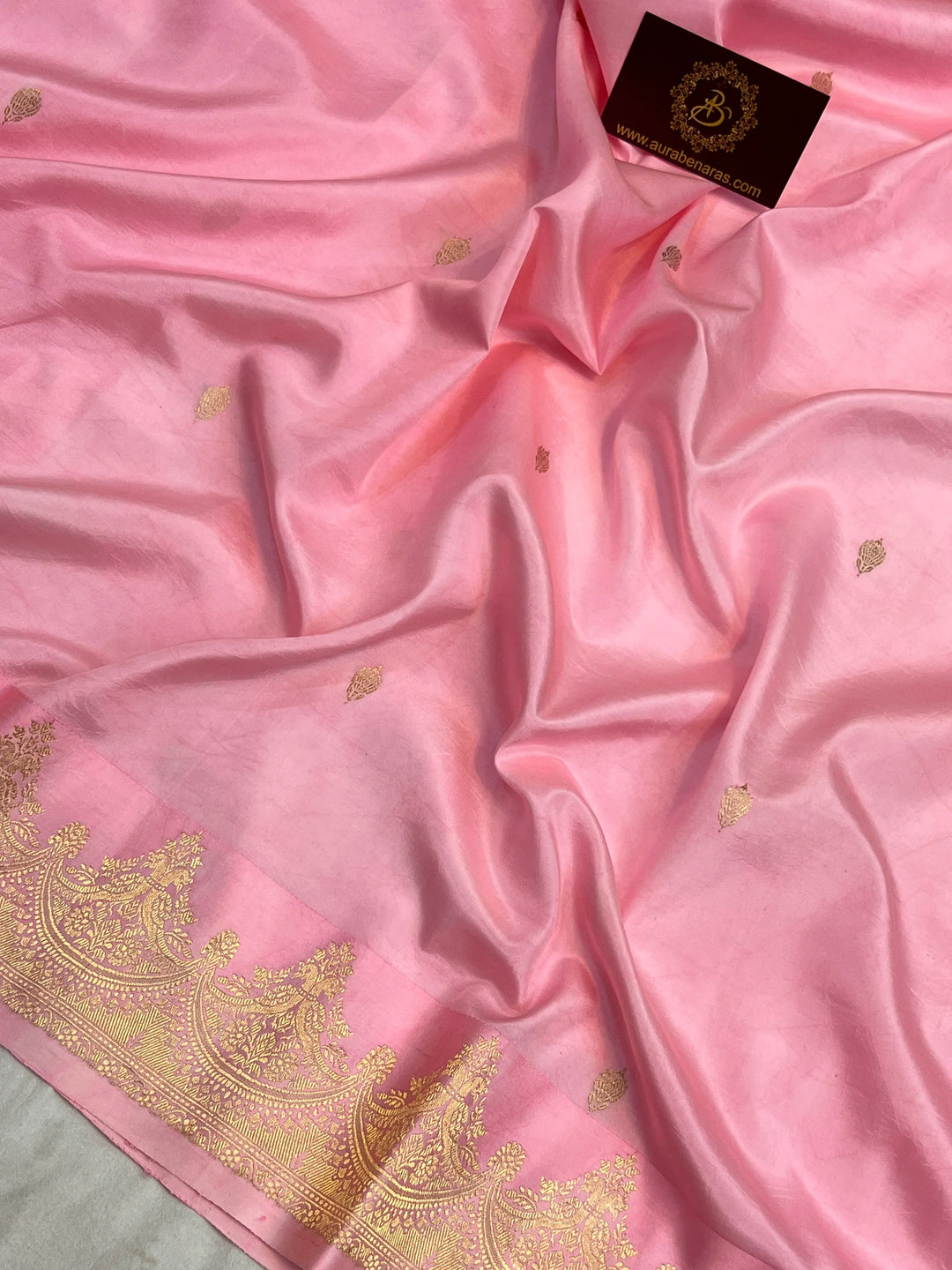 Baby Pink Pure Katan Silk Banarasi Handloom Saree