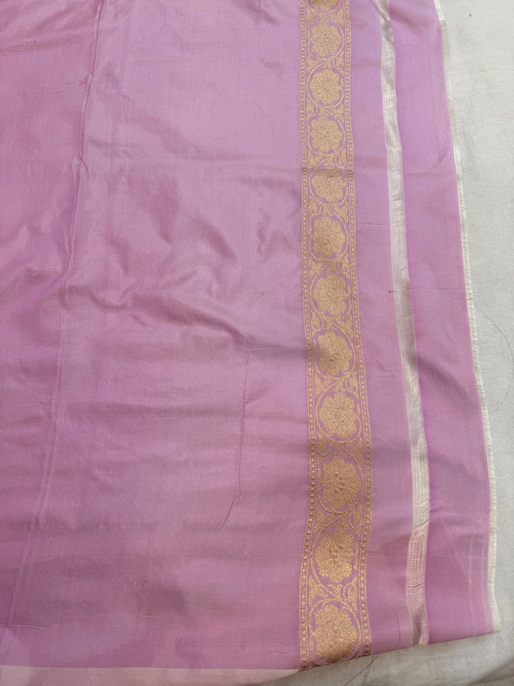 Off White Pure Katan silk Handloom Banarasi Saree