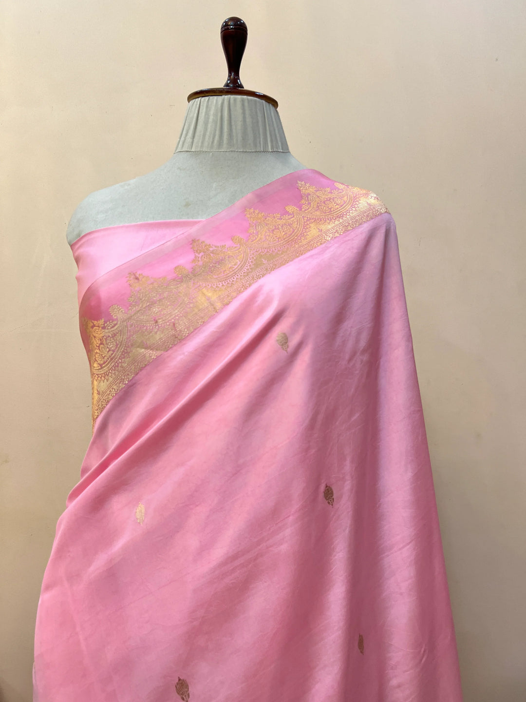 Baby Pink Pure Katan Silk Banarasi Handloom Saree