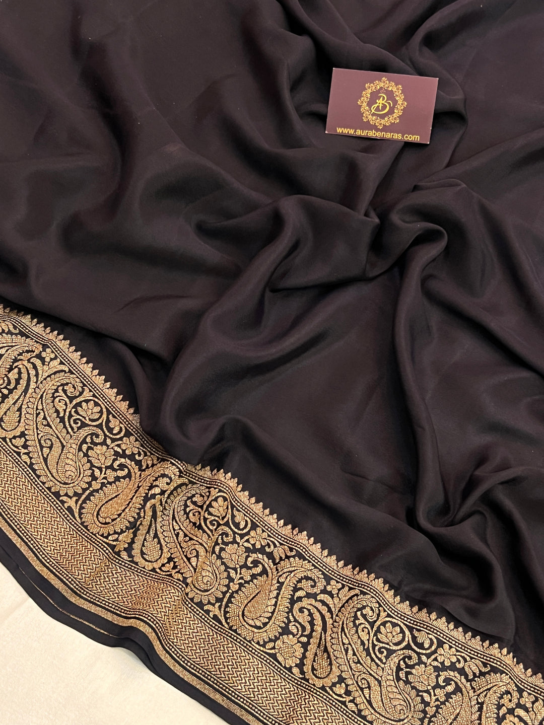 Black Pure Banarasi Khaddi Crepe Silk Saree