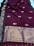 Brown Pure Banarasi Handloom Silk Saree - Aura Benaras