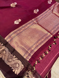 Brown Pure Banarasi Handloom Silk Saree - Aura Benaras