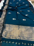 Teal Pure Banarasi Handloom Silk Saree - Aura Benaras