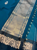 Teal Pure Banarasi Handloom Silk Saree - Aura Benaras