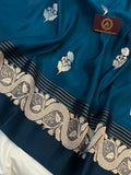 Teal Pure Banarasi Handloom Silk Saree - Aura Benaras