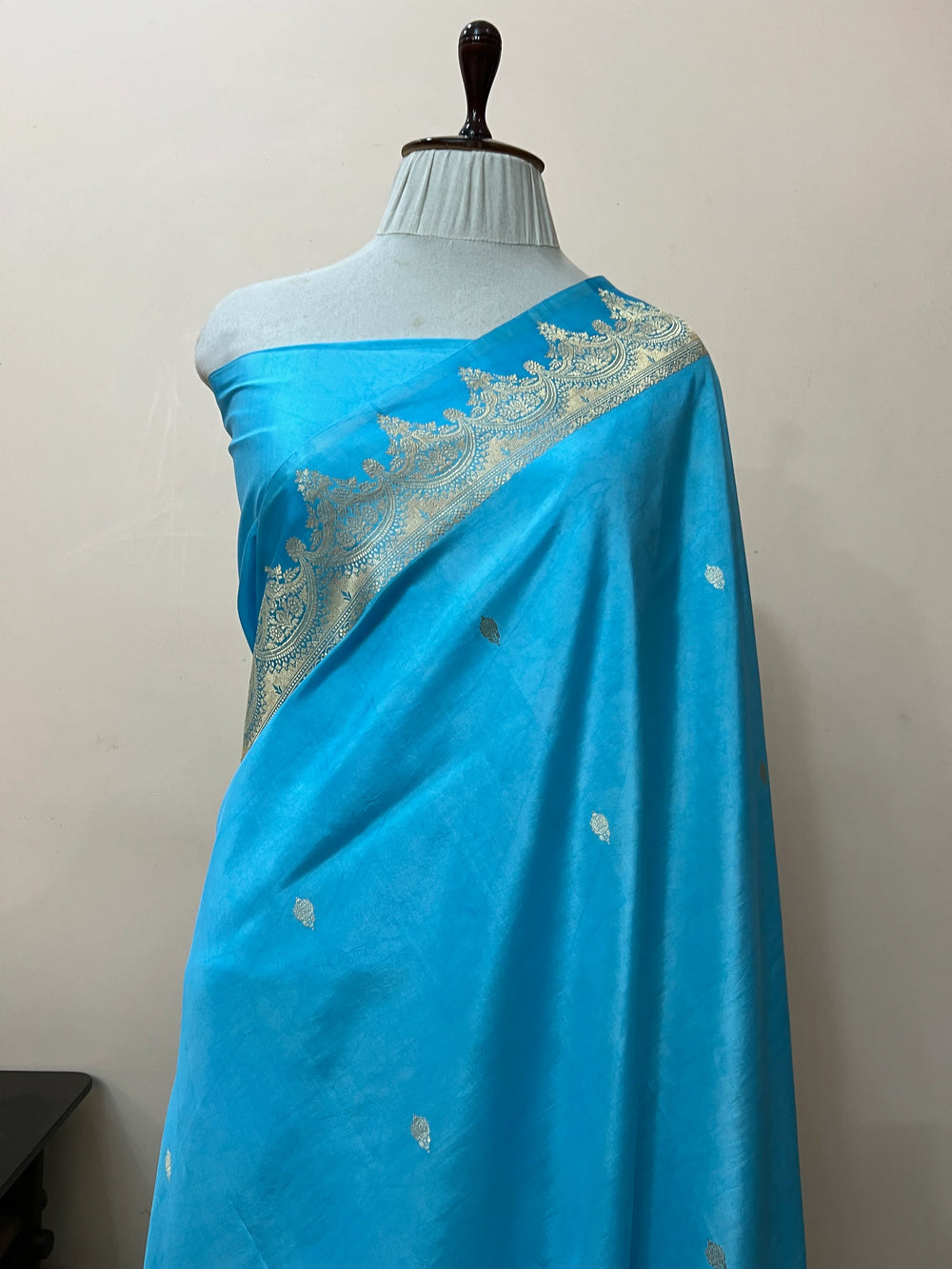 Sky Blue Pure Katan Silk Banarasi Handloom Saree