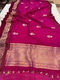 Rani Pink Pure Banarasi Handloom Silk Saree - Aura Benaras