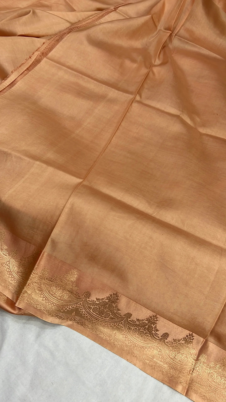 Dark Beige Pure Katan Silk Banarasi Handloom Saree