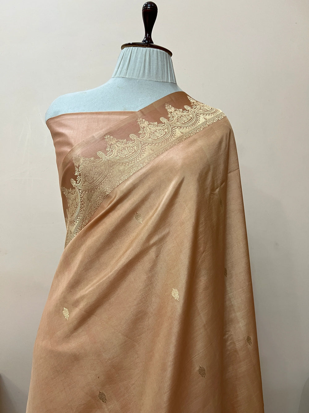 Dark Beige Pure Katan Silk Banarasi Handloom Saree