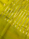 Lemon Yellow Pure Banarasi Handloom Silk Saree - Aura Benaras