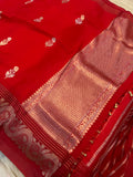 Red Pure Banarasi Handloom Silk Saree - Aura Benaras